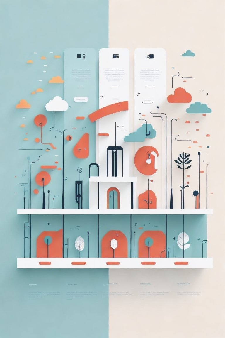 Leonardo.ai image prompt == A minimalist, flat design of a website homepage, with each content pillar represented by a unique shape.