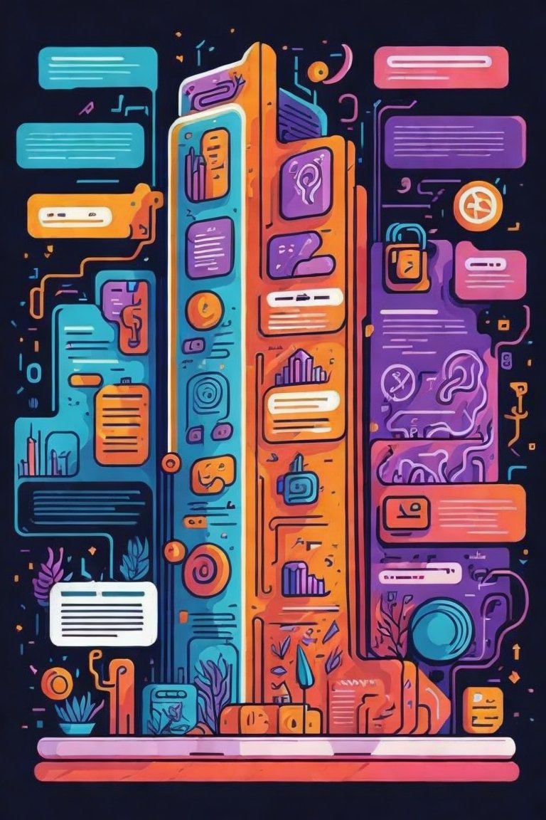 Leonardo.ai prompt == A vibrant, hand-drawn illustration of a website homepage, with each content pillar represented by a unique symbol.